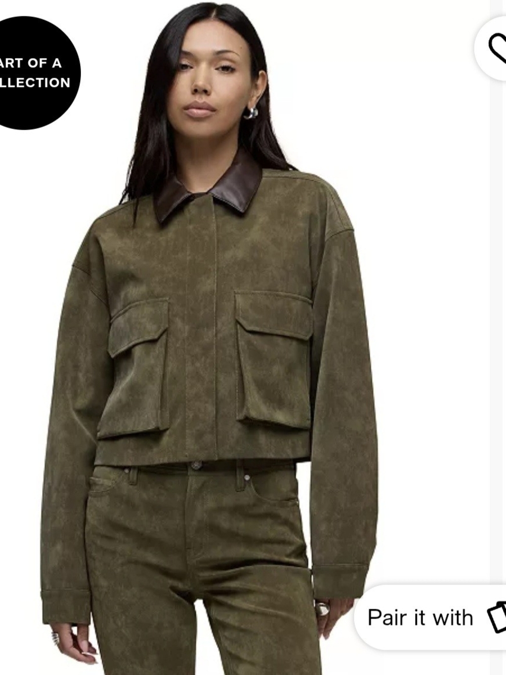 Hudson Jeans Womens Faux Leather Utility Cropped Chore Jacket XS $265